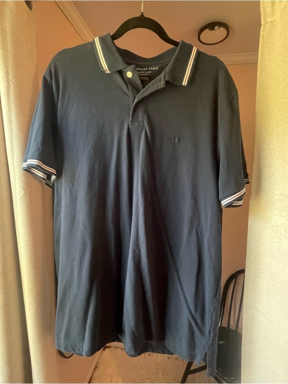 American Eagle Outfitters Navy Polo with White Trim